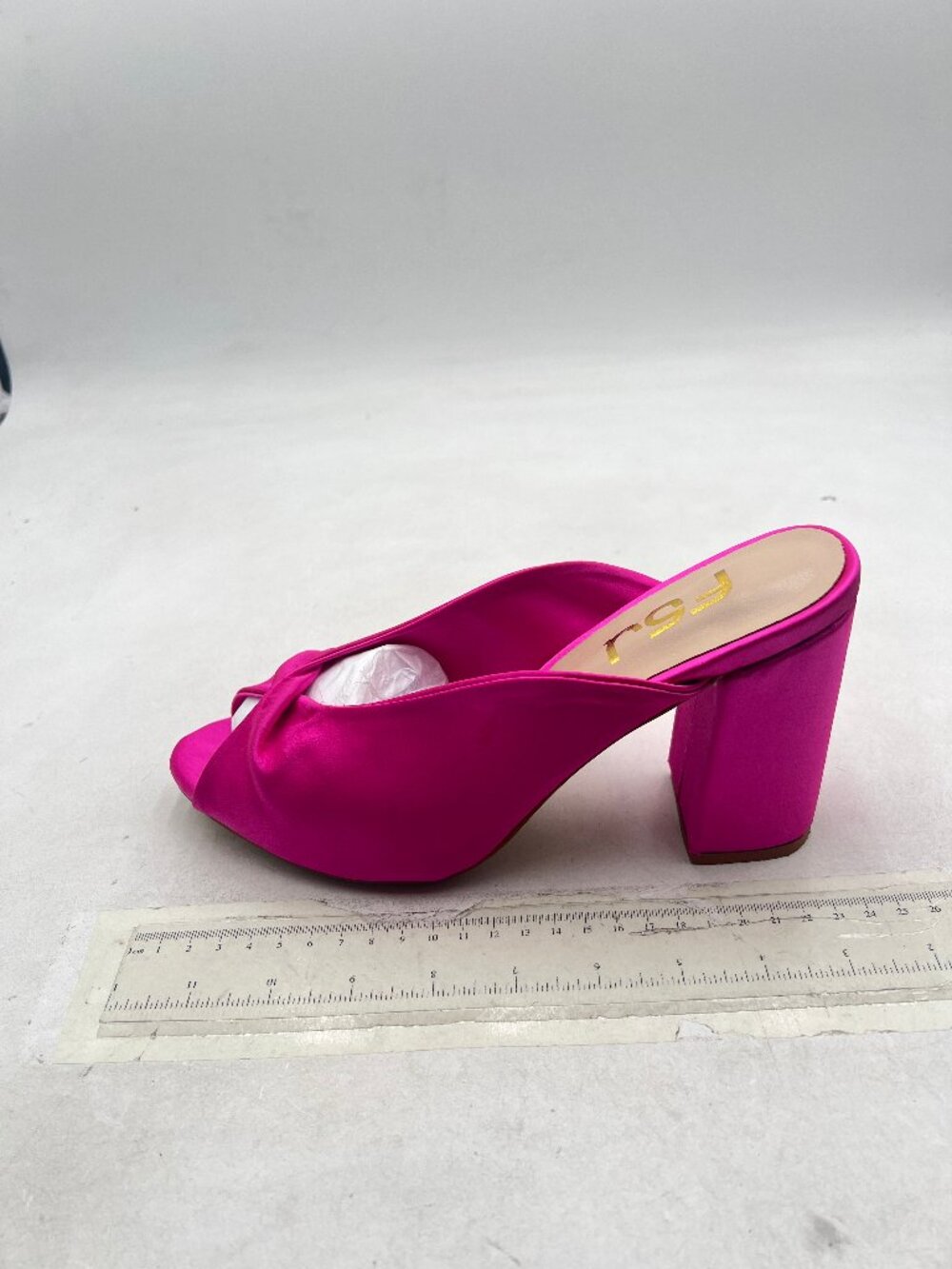 FSJ Hot Pink Satin Open Toe Mules Chunky Heeled Sandals Slip On Summer Shoes